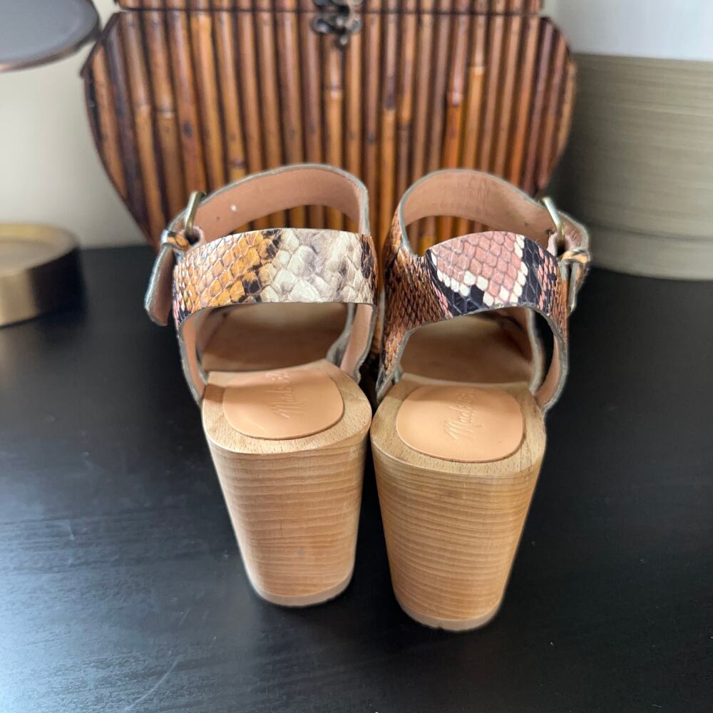 MADEWELL Johanna Crisscross Clog Sandal Snake Embossed Leather Forgotten Petal - Picture 5 of 8